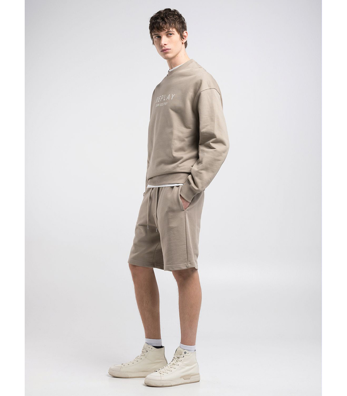 レタリング付きリラックスフィットスウェットシャツ 詳細画像 ベージュ 3